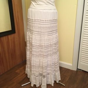 Now & Then white lacy maxi skirt
